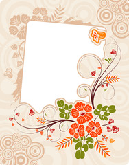 Flower background with frame and circle, design, vector