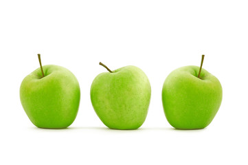 three green apple in row