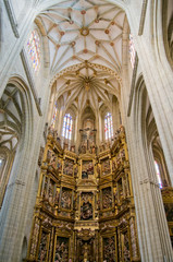 The Choir and Organ in Santa Maria Cathedal of Astorga. Spain