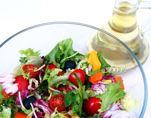 Fresh salad mix and olive oil