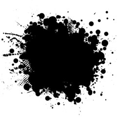 Ink splat in black with half tone pattern