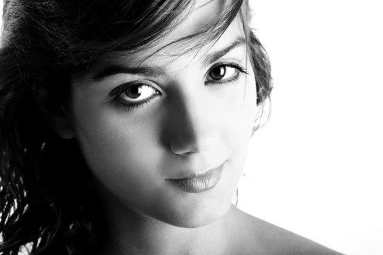 Black and white Portrait of beautiful young and sensual woman