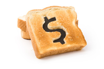 bread slice with dollar sign