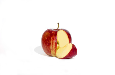 Cut Red Apple Isolated on White Background