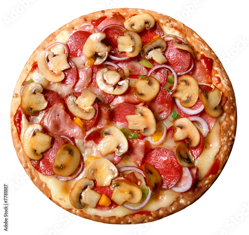 &amp;quot;Pizza,salami,zwiebeln,paprika,champignons&amp;quot; photo libre de droits sur ...