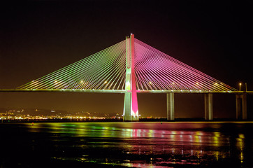 Vasco da Gama Bridge during Euro2004, Lisbon