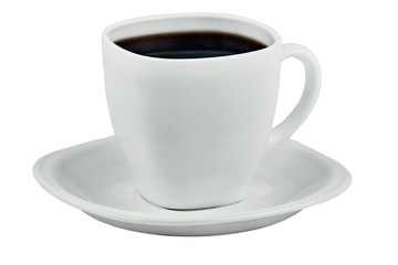 White cup of coffee isolated on white background
