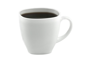 White cup of coffee isolated on white background