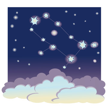 vector cartoon illustration of constellation "Gemini"