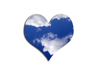 small blue heart made with a piece of blue sky 