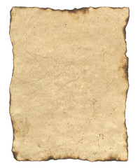 Old Parchment Paper with Burned Edges. Clipping Path inc.