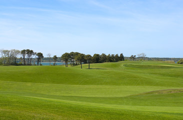 Golf course, country club overlooking ocean