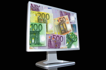 lcd monitor with euro background