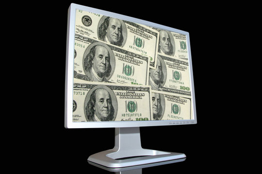 lcd monitor with dollars background