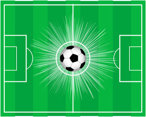 campo da calcio con impatto del pallone