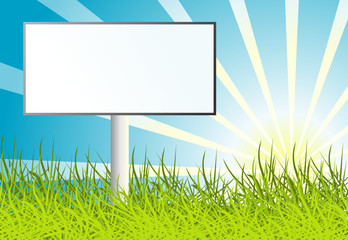 Sun nature background with billboard