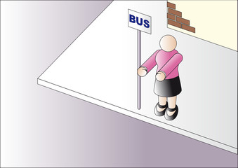 Mujer esperando el autobús