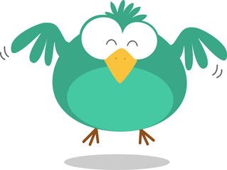 Green Fat Bird Flying