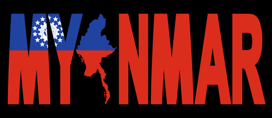 Fototapeta premium Myanmar text with map