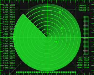green radar screen on a black background