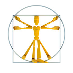 symbolic man inscribed into circle and square