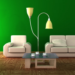 Interior of a living room. 3D image.