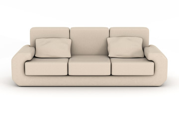 Isolated leather sofa. An interior. 3D image.