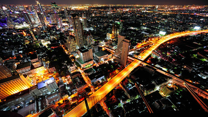 Obraz na płótnie Canvas Tajlandia Bangkok noc niebo widok miasta