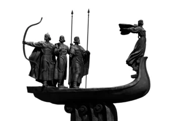 Fotobehang Populair symbool van Kiev - standbeeld van legendarische oprichters van Kiev © Natalia Bratslavsky