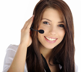 Beautiful Customer Representative girl with headset 
