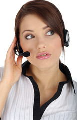 Beautiful Customer Representative with headset 