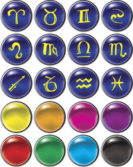 Shiny horoscope web buttons set