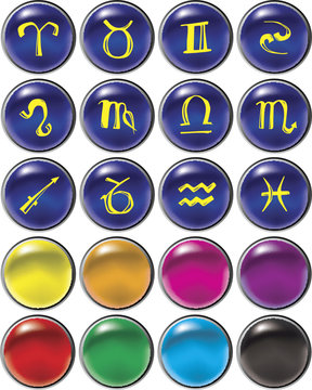 Shiny horoscope web buttons set