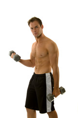 Young body builder male exercising