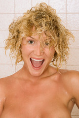 Wet hair after shower portrait
