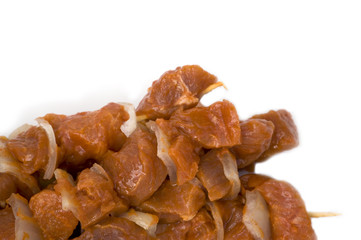 raw meat for barbecue on white background