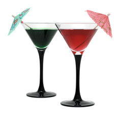 Two cocktails isolated on white background