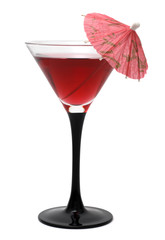 Red cocktail with an umbrella