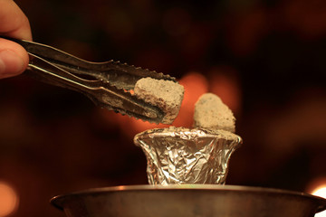 The charcoal for a hookah