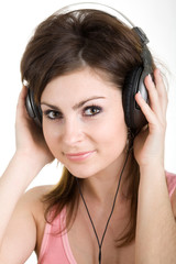 Naklejka premium Woman in headphone