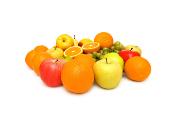 Various fruits isolated on the white background