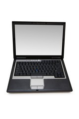 Silver laptop isolated on the white background