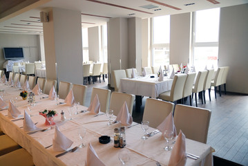 table setting in the restaurant