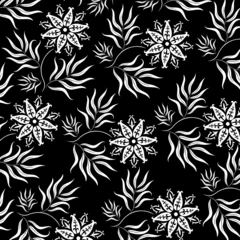 Washable wall murals Flowers black and white Floral design.