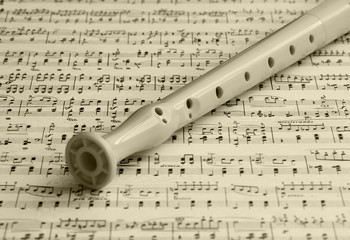 Flute on a music sheet