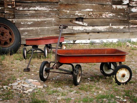 Vintage red wagons