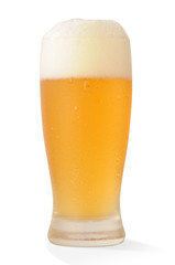 Cold beer glass with path