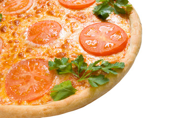 tomato pizza    isolated .Close-up
