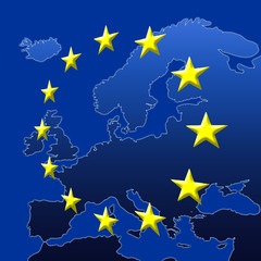 Europe Map With EU Stars