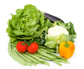 fresh vegetables on white background